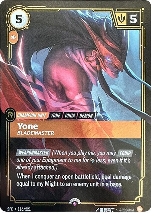Yone, Blademaster (116/221) [Riftbound Organized Play Promotional Cards]