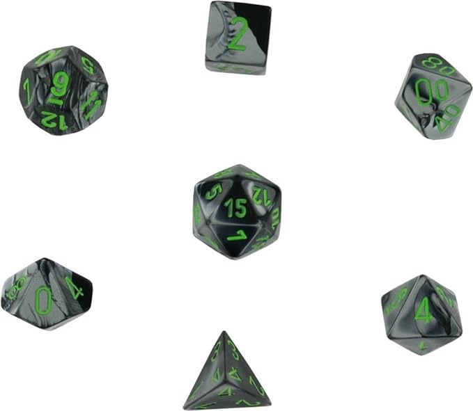 Chessex: Gemini Polyhedra Black-Grey/Green (CHX 26445)