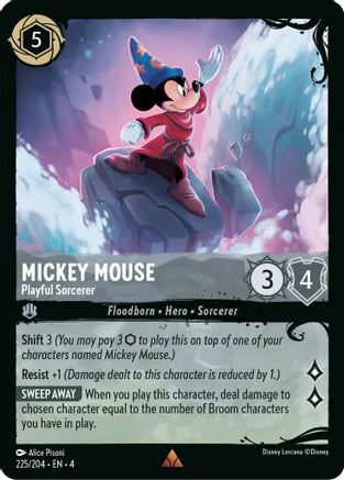 Mickey Mouse - Playful Sorcerer (225/204) - Ursula's Return (CHECK TCGPlayer for price)