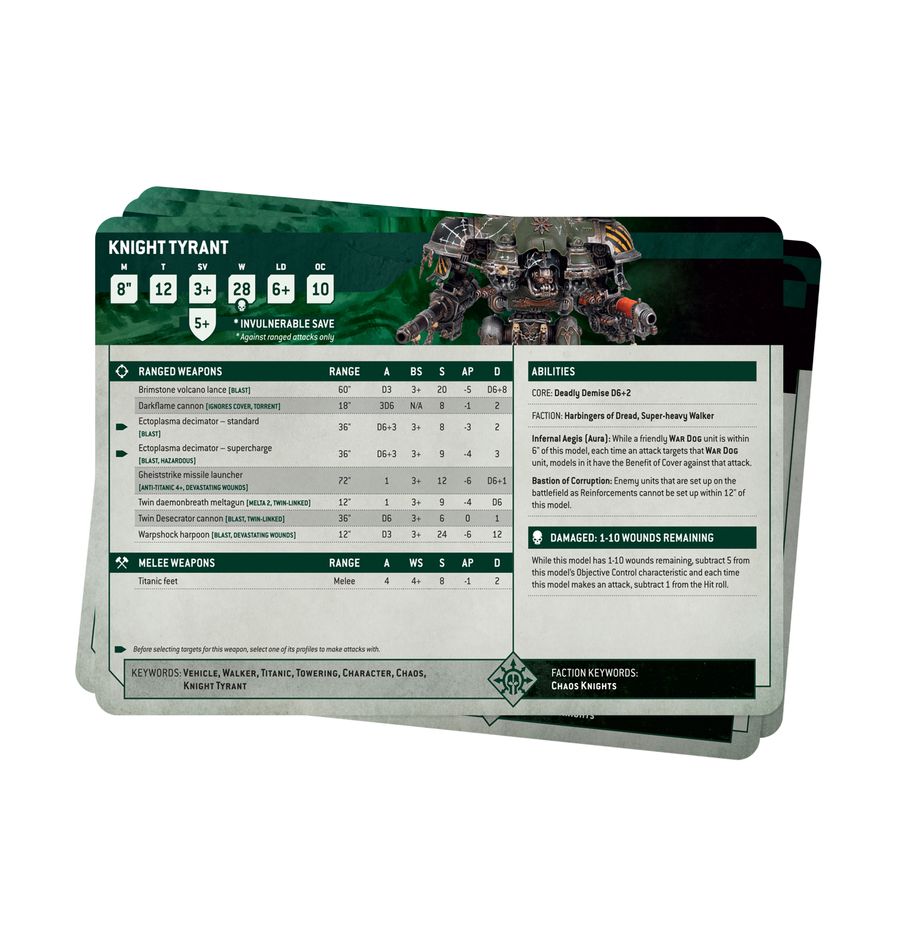 Warhammer 40K: Datasheet Cards - Chaos Knights