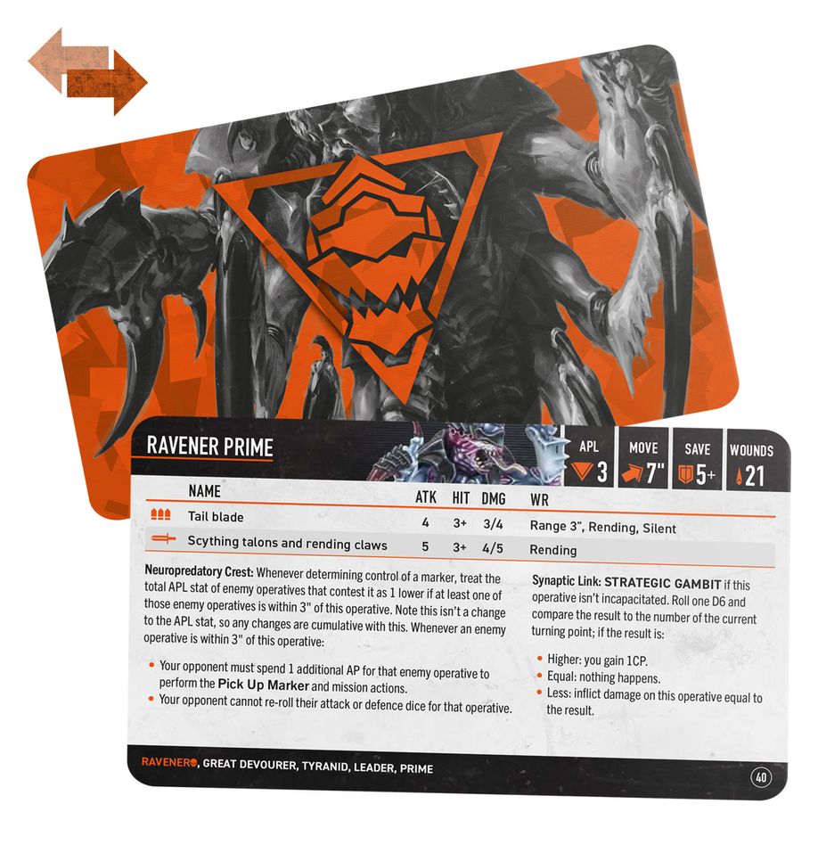 Warhammer 40K: Kill Team - Ravener Datacards