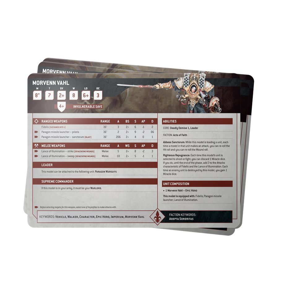 Warhammer 40K: Adepta Sororitas - Datasheet Cards