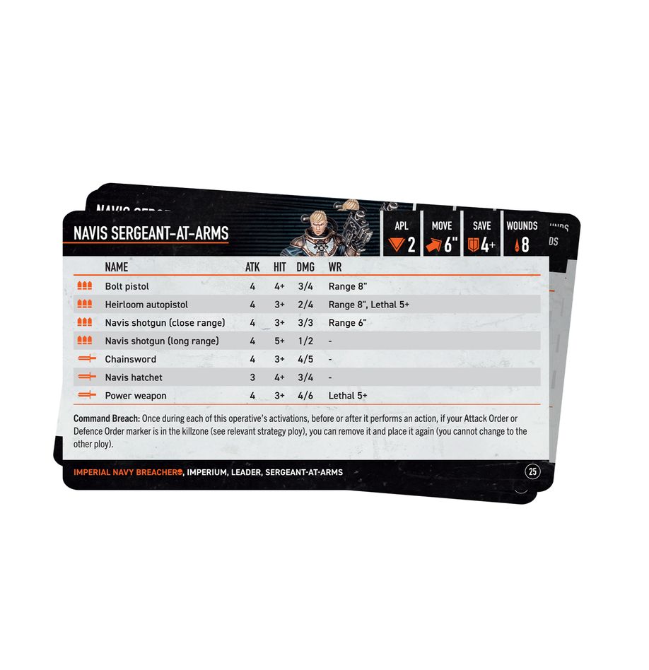 Warhammer 40K: Kill Team - Imperial Navy Breachers Datacards