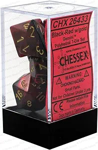 Chessex: Gemini Polyhedra Black-Red/Gold (CHX 26433)