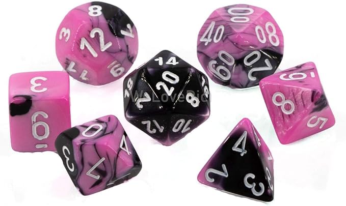 Chessex: Gemini Polyhedral Black-Pink/White (CHX 26430)