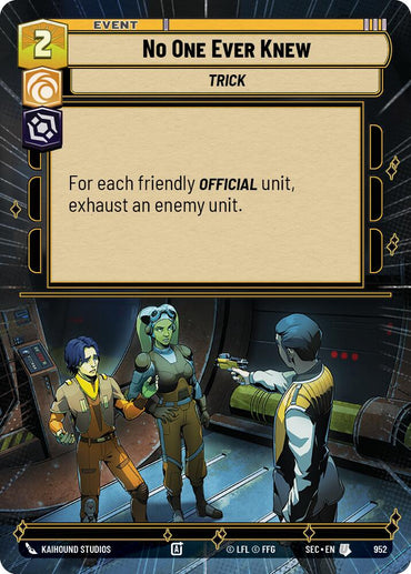 No One Ever Knew (952) (Hyperspace Foil) (952) [Secrets of Power]