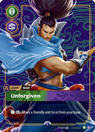 Yasuo, Unforgiven (Metal) (Best Of) (259/298) [Riftbound Organized Play Promotional Cards]