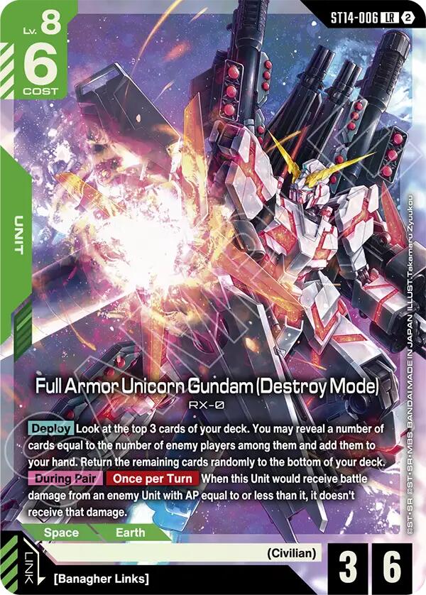Full Armor Unicorn Gundam (Destroy Mode) (ST14-006) [Starter Deck 14: Heavy Dominion]
