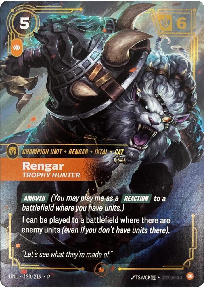 Rengar, Trophy Hunter (120/219) [Riftbound Organized Play Promotional Cards]