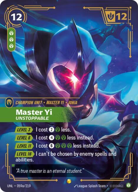 Master Yi, Unstoppable (Alternate Art) (059a/219) [Unleashed]