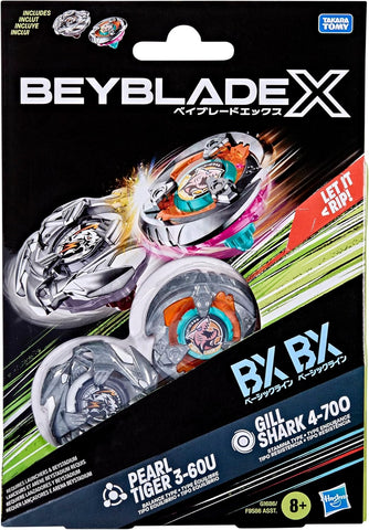 Beyblade X: Gill Shark 4-70O BX & Pearl Tiger 3-60U BX Dual Pack Set