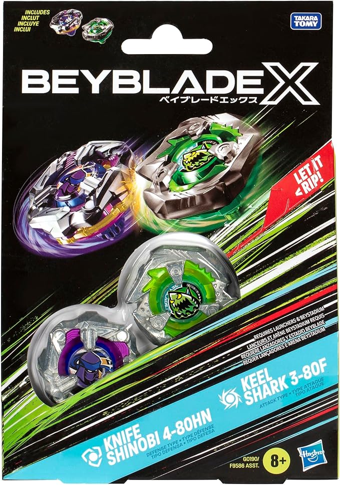 Beyblade X: Knife Shinobi 4-80HN and Keel Shark 3-80F