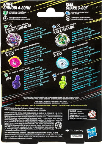 Beyblade X: Knife Shinobi 4-80HN and Keel Shark 3-80F