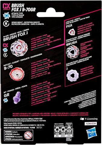 Beyblade X: Brush Fox J 9-70GR CX Starter Pack Set