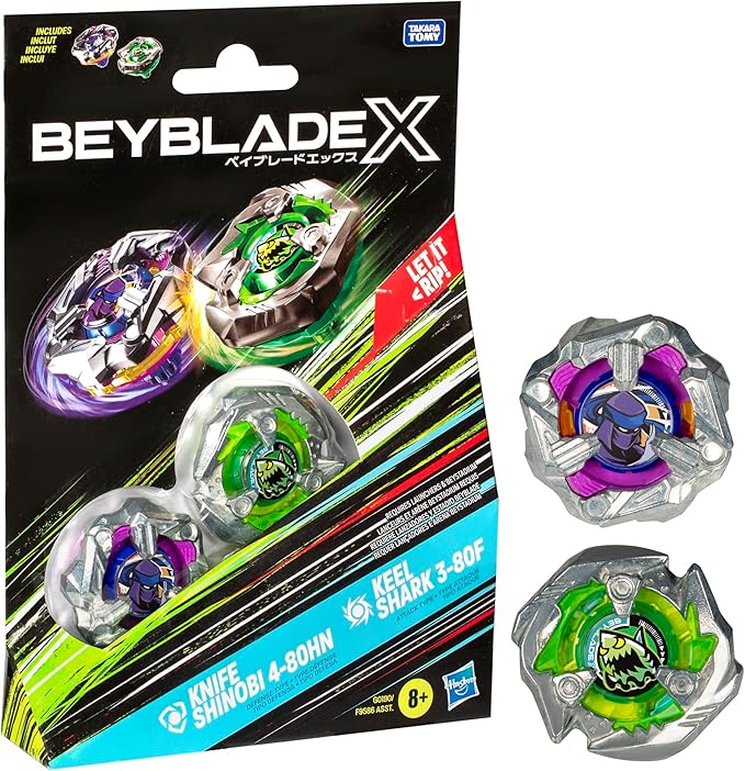 Beyblade X: Knife Shinobi 4-80HN and Keel Shark 3-80F