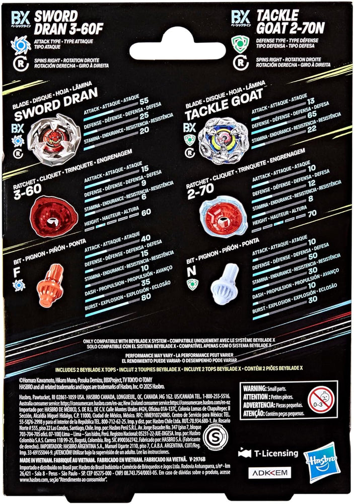 Beyblade X: Sword Dran 3-60F & Tackle Goat 2-70N