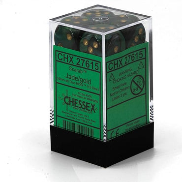 Chessex: Scarab Jade/Gold 16mm Dice Block (CHX 27615)