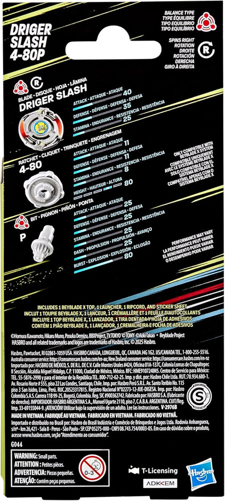 Beyblade X: X-Over Project Driger Slash 4-80P Starter Pack Set with Takara Tomy Balance Type Top and Launcher