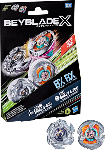 Beyblade X: Gill Shark 4-70O BX & Pearl Tiger 3-60U BX Dual Pack Set