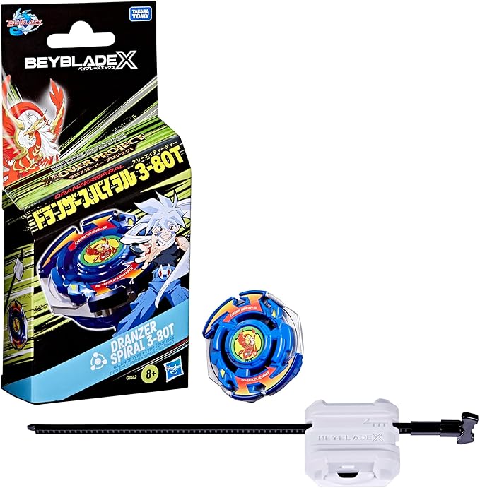 Beyblade X: X-Over Project Dranzer Spiral 3-80T Starter Pack Set with Takara Tomy Balance Type Top and Launcher