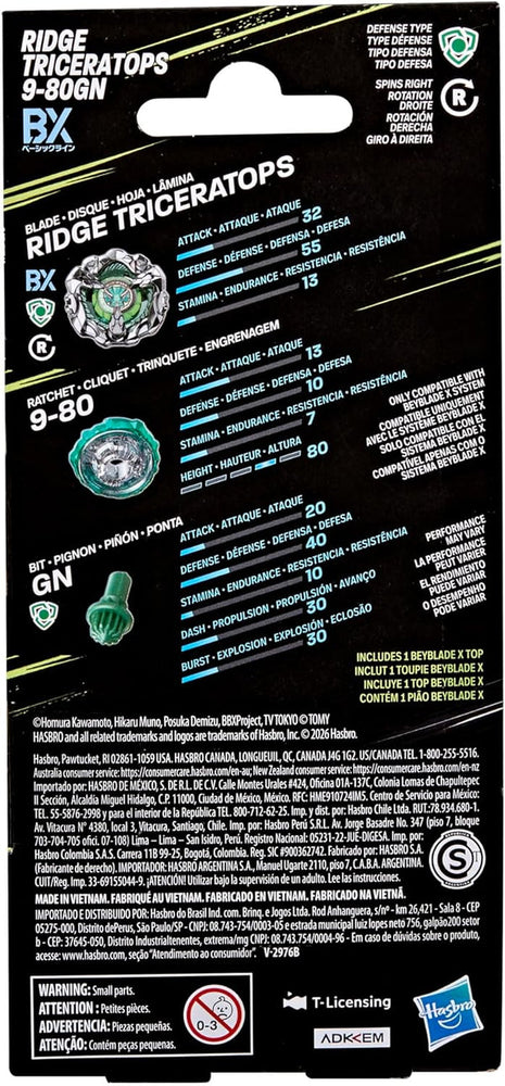 Beyblade X: Ridge Triceratops 9-80GN Booster Pack Set
