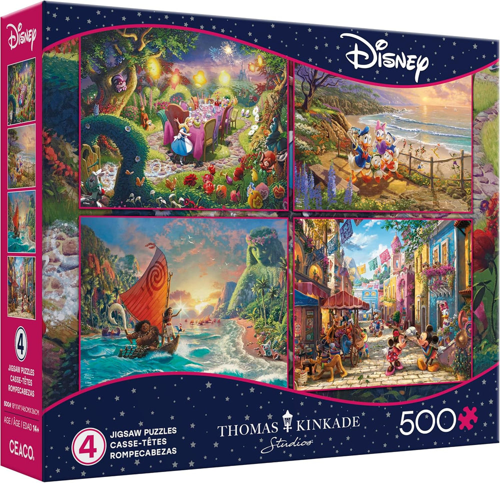 Puzzle: Thomas Kinkade Studio - Disney 4-in-1 (Disney Dreams Collection - Alice in Wonderland, Donald Duck, Moana, Mickey Mouse)