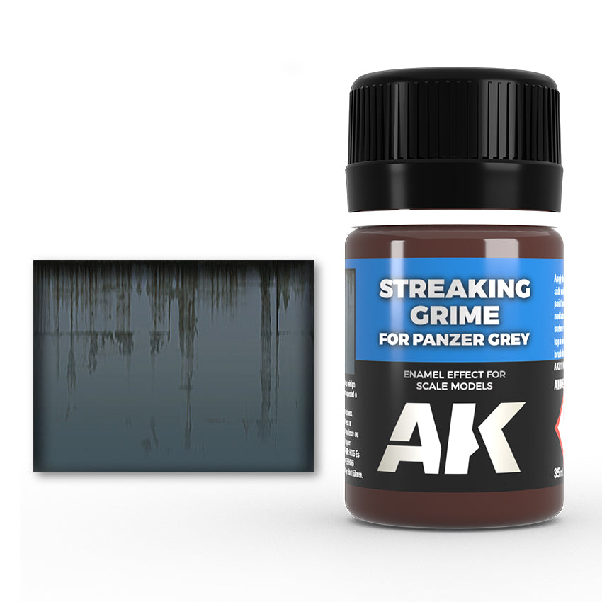 AK Interactive Weathering Enamels - Streaking Grime for Panzer Grey (35ml)