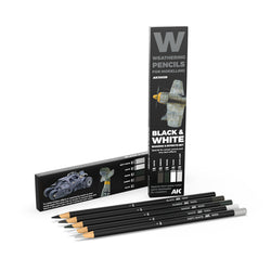 AK Interactive Weathering Pencils - Black & White: Shading & Effects Set
