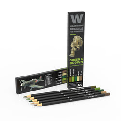 AK Interactive Weathering Pencils - Green & Brown: Shading & Effects Set