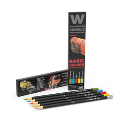 AK Interactive Weathering Pencils - Basic Colors: Shading & Demotion Set