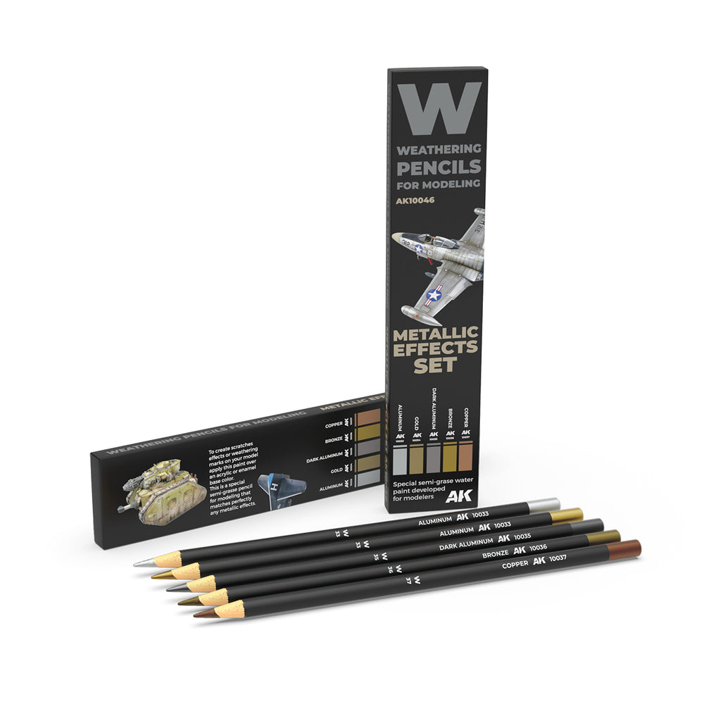AK Interactive Weathering Pencils - Metallics: Effect Set