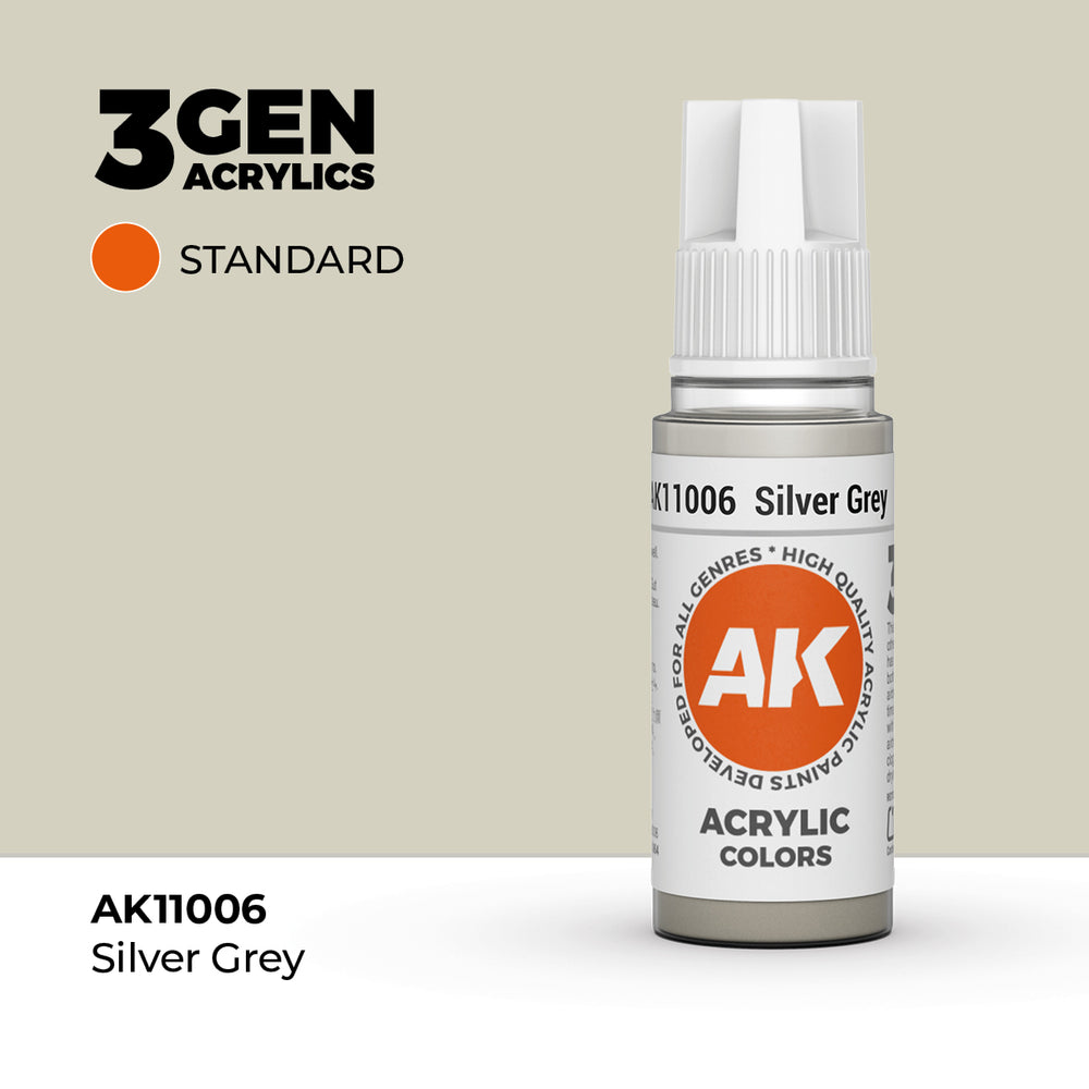 AK Interactive 3Gen Acrylics - Silver Grey (18ml)