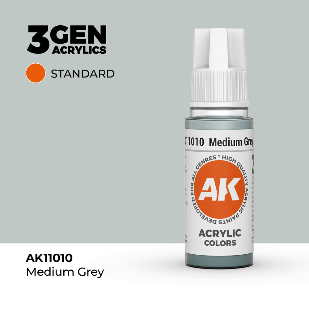 AK Interactive 3Gen Acrylics - Medium Grey (18ml)