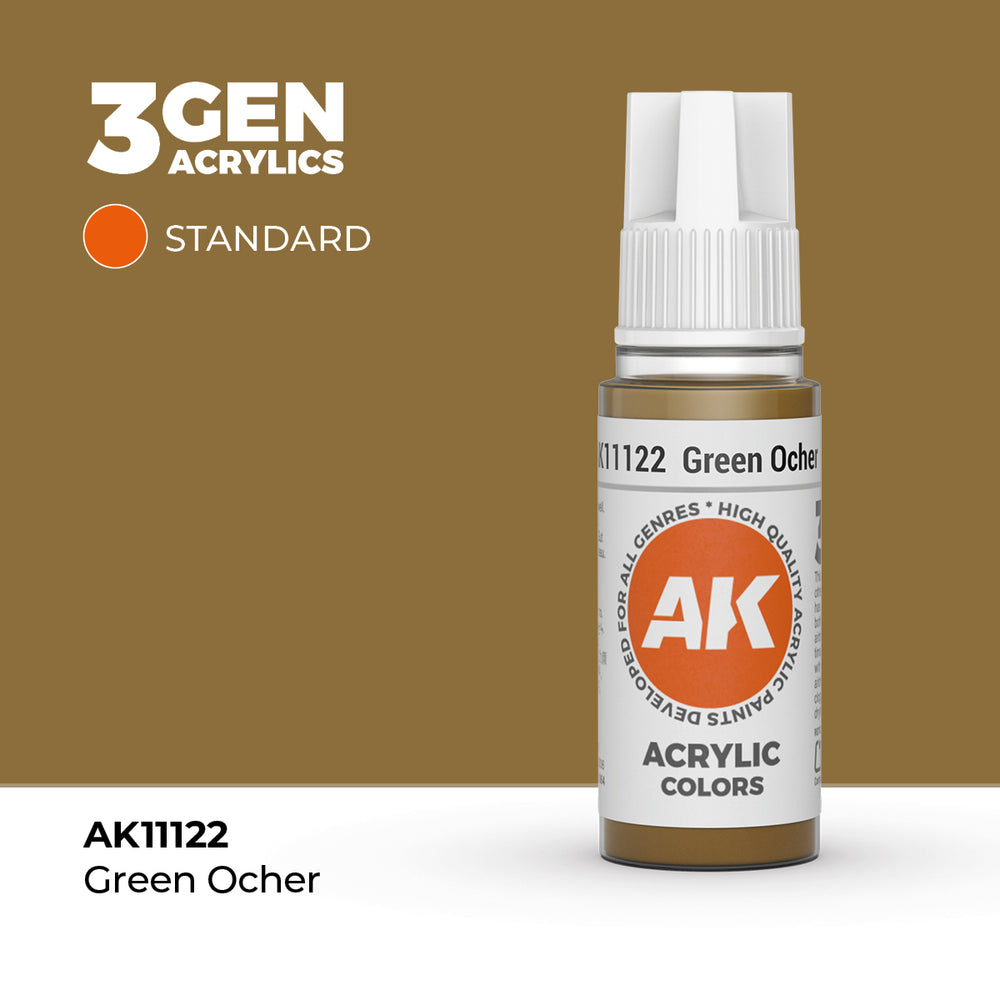 AK Interactive 3Gen Acrylics - Green Ochre (18ml)