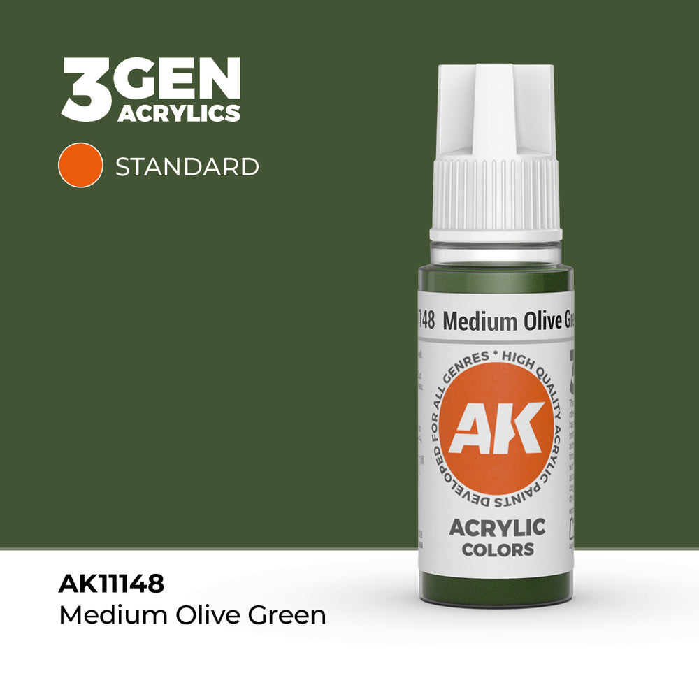 AK Interactive 3Gen Acrylics - Medium Olive Green (18ml)