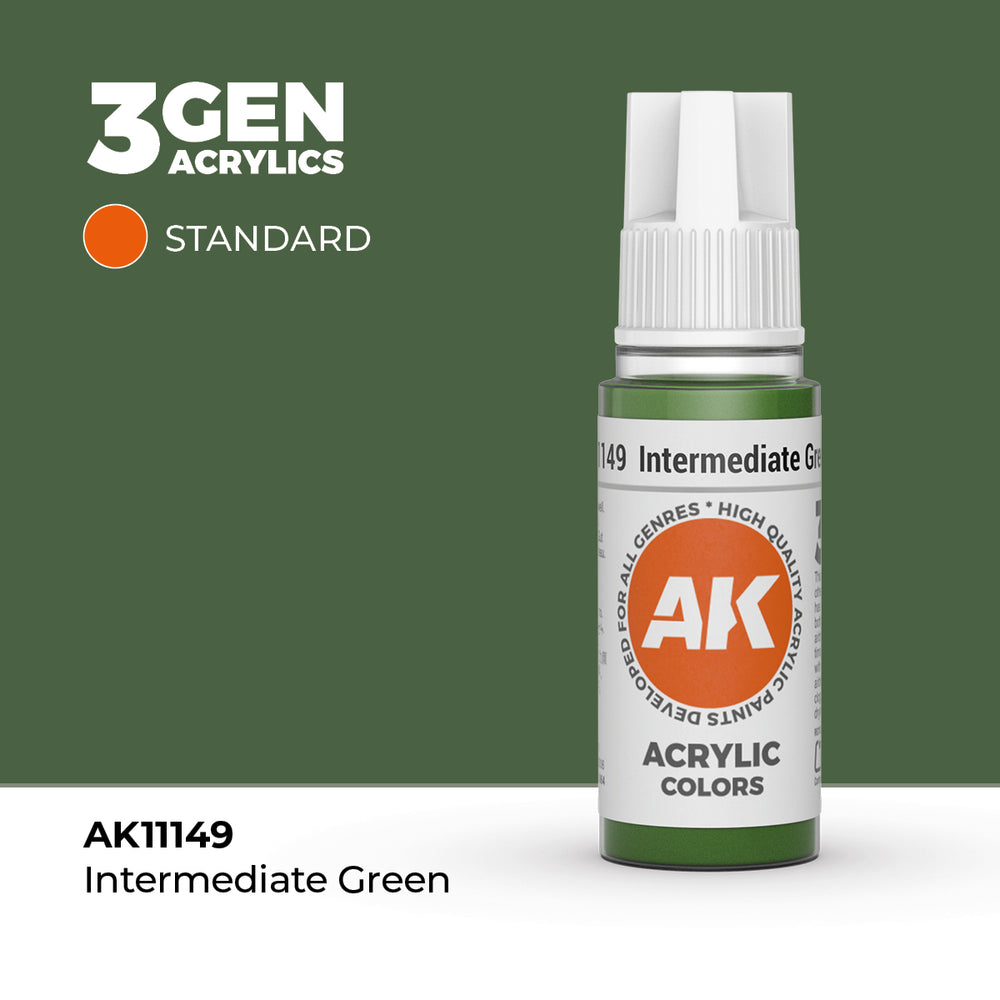 AK Interactive 3Gen Acrylics - Intermediate Green (18ml)
