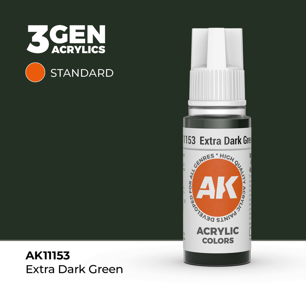 AK Interactive 3Gen Acrylics - Extra Dark Green (18ml)