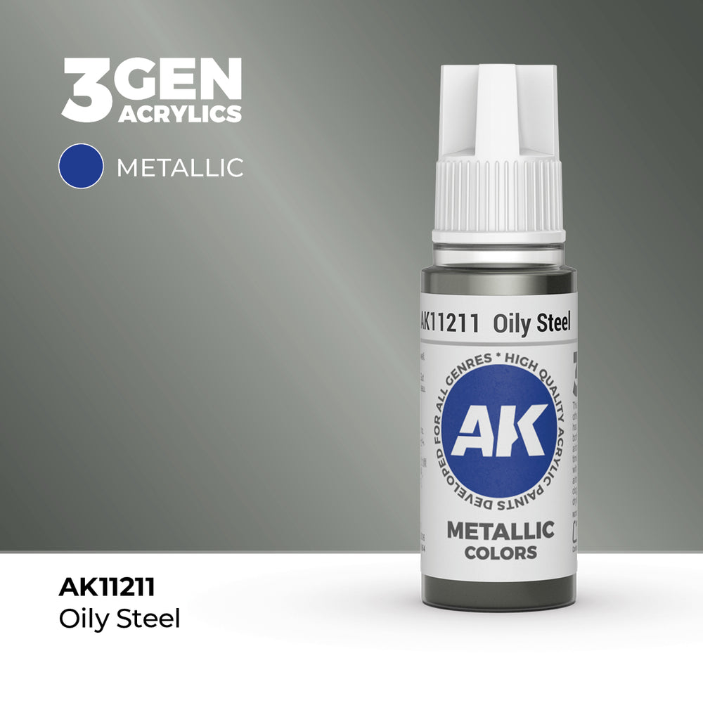 AK Interactive 3Gen Acrylics - Oily Steel (18ml)