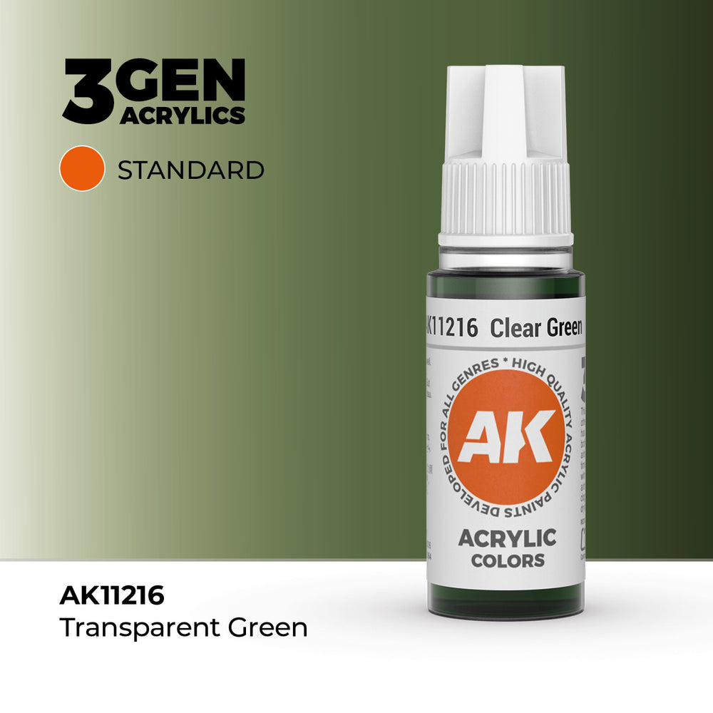 AK Interactive 3Gen Acrylics - Clear Green (18ml)