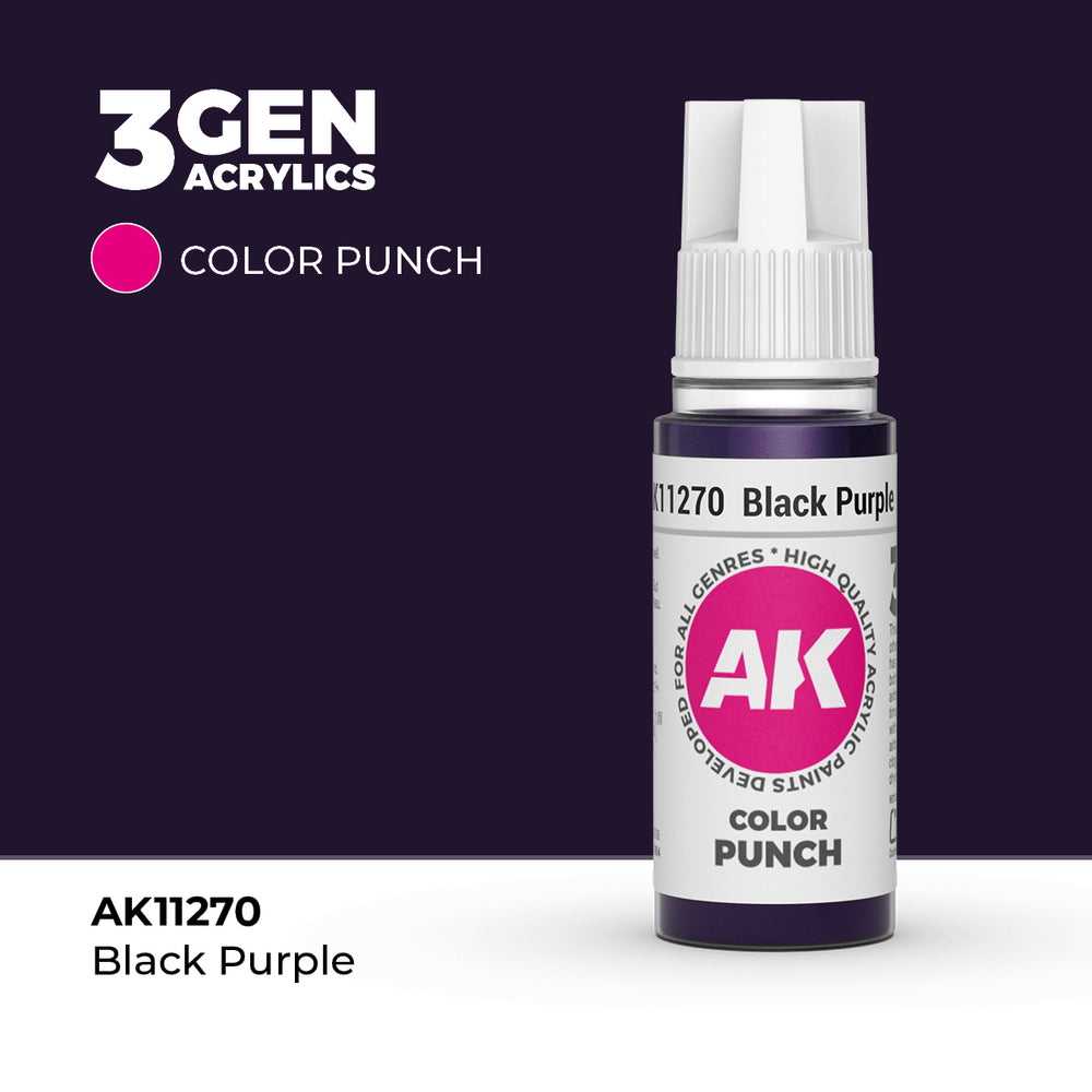 AK Interactive 3Gen Acrylics - Black Purple - Color Punch (18ml)