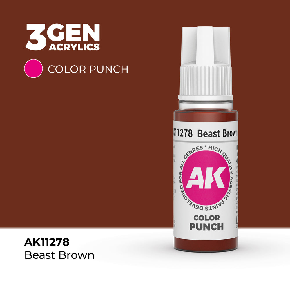 AK Interactive 3Gen Acrylics - Beast Brown - Color Punch (18ml)