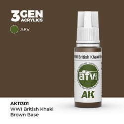 AK Interactive 3Gen Acrylics - WWI British Khaki Brown Base - AFV (18ml)