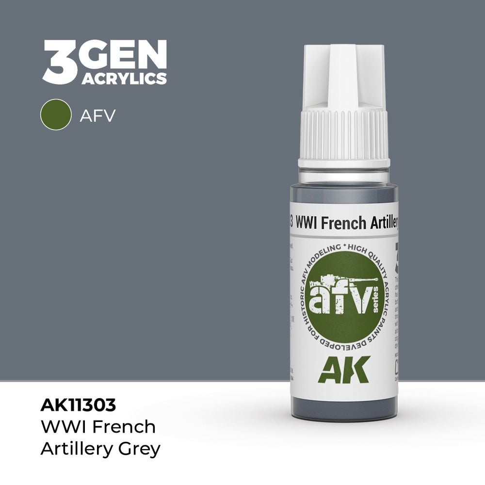 AK Interactive 3Gen Acrylics - WWI French Artillery Grey - AFV (18ml)