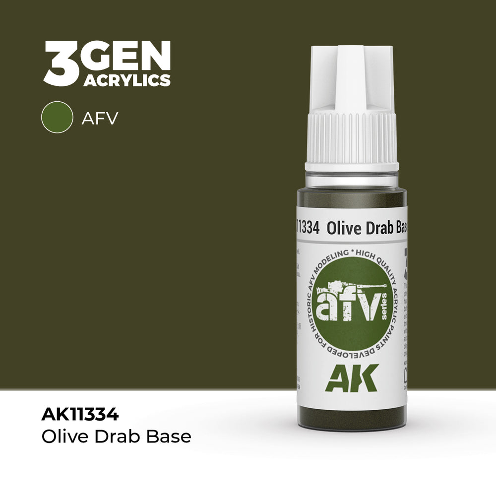 AK Interactive 3Gen Acrylics - Olive Drab Base - AFV (18ml)