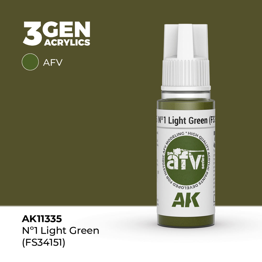 AK Interactive 3Gen Acrylics - Nº1 Light Green (FS 34151) - AFV (18ml)