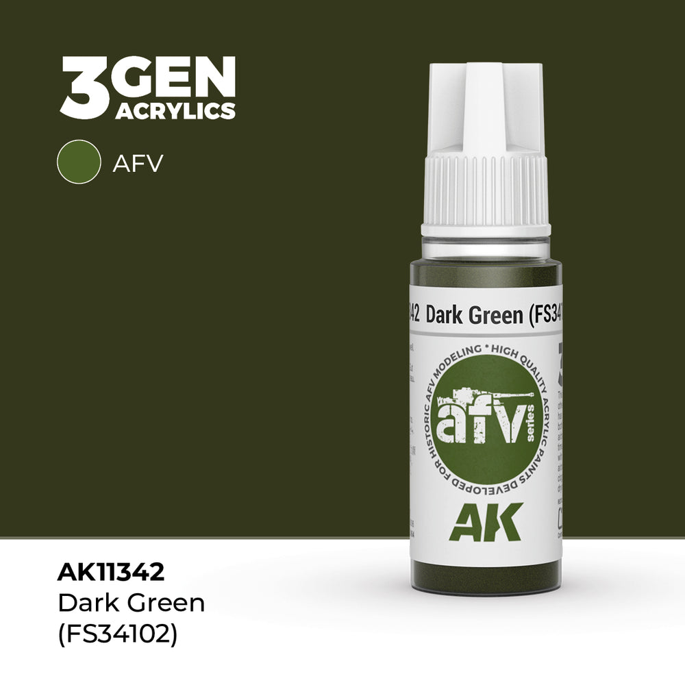 AK Interactive 3Gen Acrylics - Dark Green (FS 34102) - AFV (18ml)