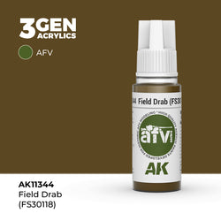 AK Interactive 3Gen Acrylics - Field Drab (FS 30118) - AFV (18ml)