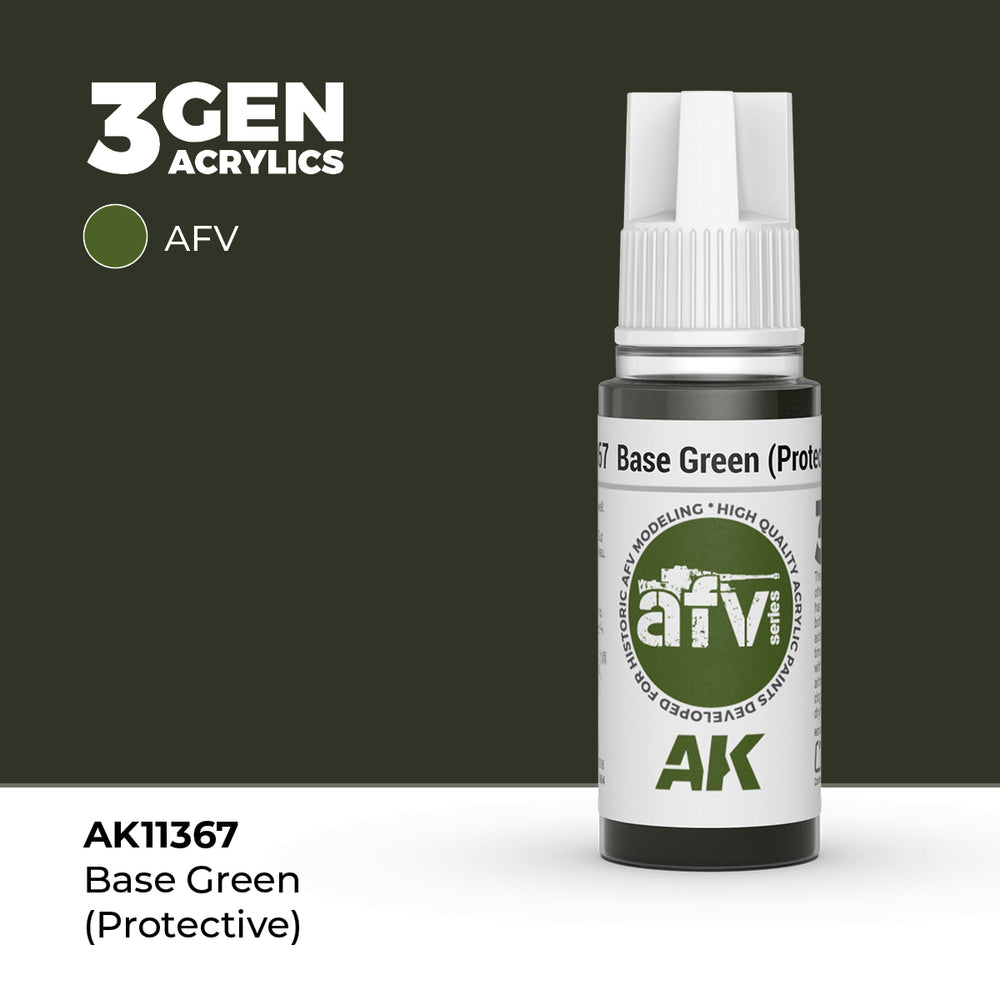 AK Interactive 3Gen Acrylics - Base Green (Protective) - AFV (18ml)