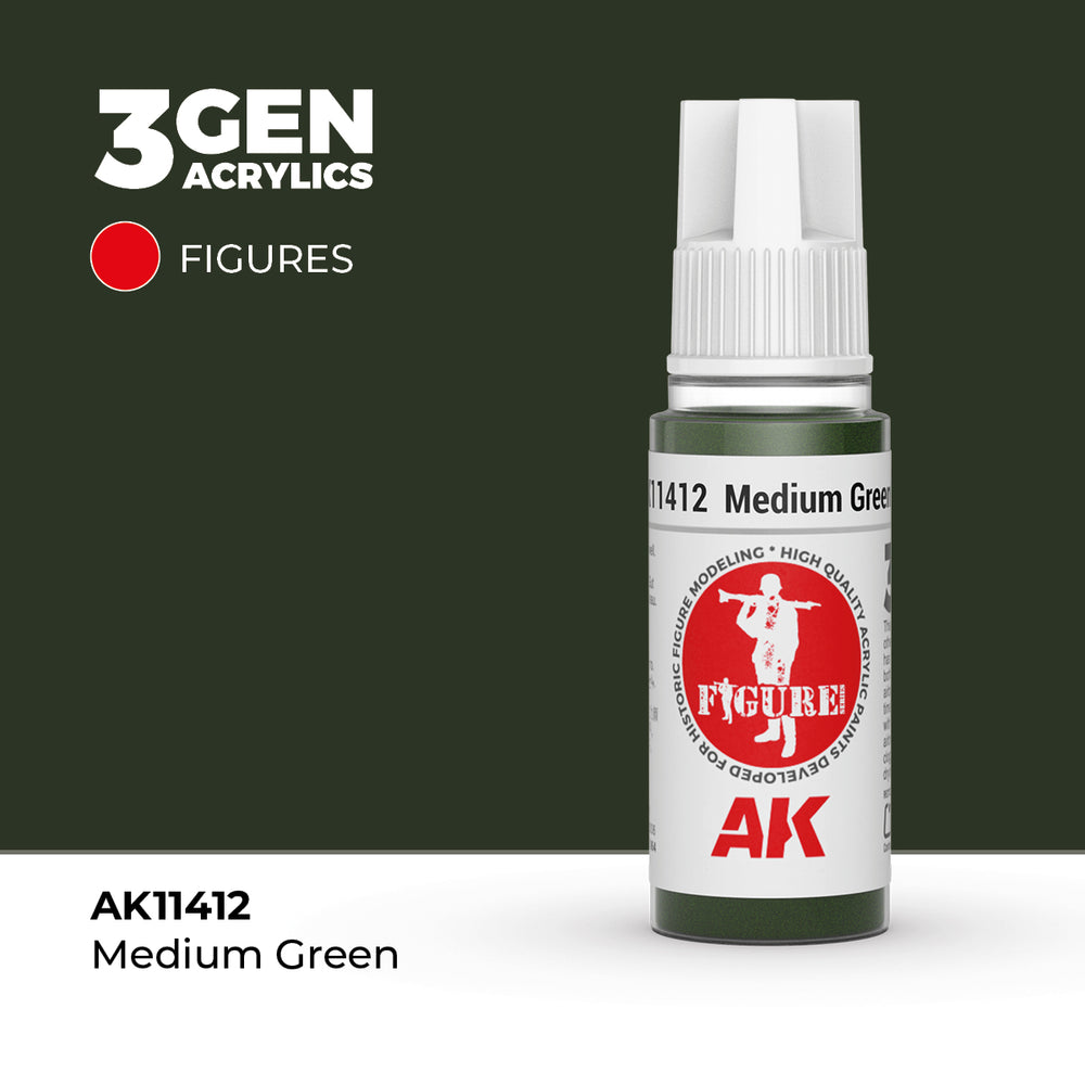 AK Interactive 3Gen Acrylics - Medium Green - Figures (18ml)
