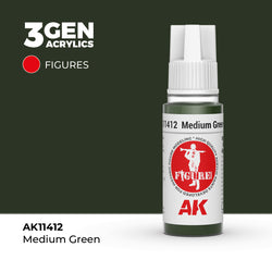 AK Interactive 3Gen Acrylics - Medium Green - Figures (18ml)